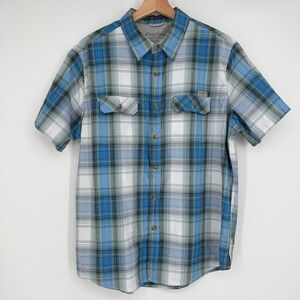 Eddie Bauer Men's Outdoor‎ Blue Plaid Button Front Short Sleeve Shirt Size M